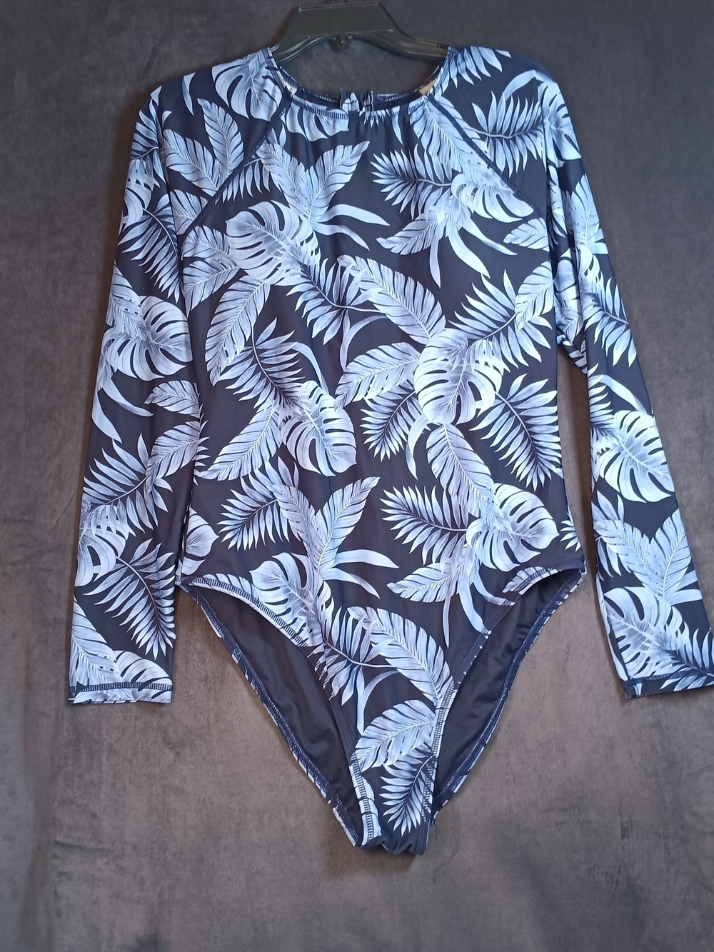 Hurley Navy & Light Blue Tropical Leaf Long-Sleeve One-Piece